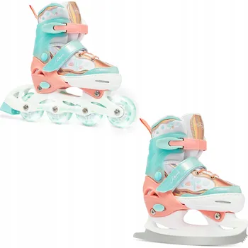Kolečkové brusle Brusle 2v1 Raven Isla Orange/Mint svítící všechna kola LED Velikost bruslí: EU 27-30, Typ nože: Pánský (hokejový)