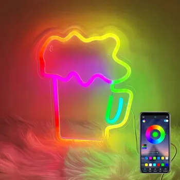 Nástěnné svítidlo Neon RGBW LED Pivo Dekorace Pub Restaurace BEER