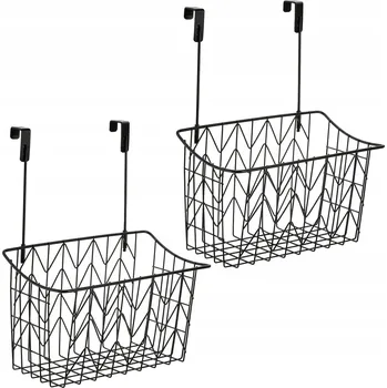 Úložný box Organizér na dveře skříňky, kovový drátěný košík SADA 2 ks