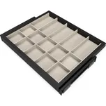 Emuca S.R.L. Výsuvná zásuvka na doplňky se sametovým organizérem, černá/šedá, více šířek Šířka rámu (mm): 800