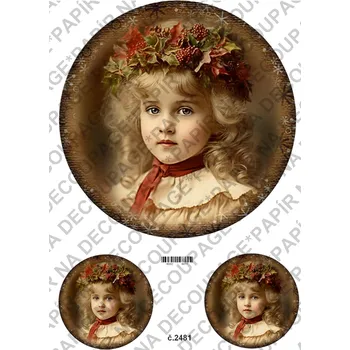 Umělecký papír Rýžový a soft papír na decoupage - Viktoríánské děti, vánoce - KB2481 Materiál: Soft, Rozměr: A4