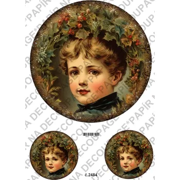 Umělecký papír Rýžový a soft papír na decoupage - Viktoríánské děti, vánoce - KB2484 Materiál: Soft, Rozměr: A4