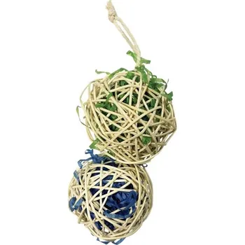 Vánoční dekorace Happy Pet Hračka hlod. proutí dvě koule s konfetami 13x7x6,5cm