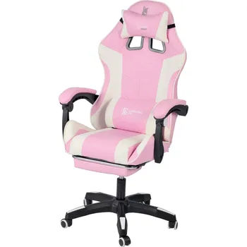 Herní židle Ekspan X Games WOLF FG02 růžovo-bílé herní křeslo s masáží