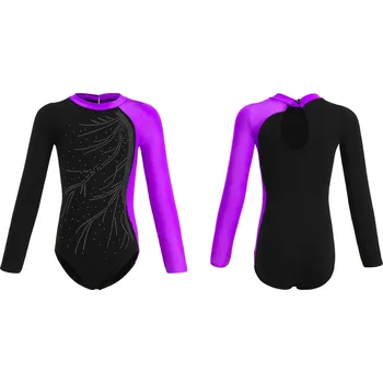 Body BALETNÍ GIMNASTICKÝ DRES FIALOVÝ ASYMETRICKÝ KOSTÝM NA BALET VEL. 170