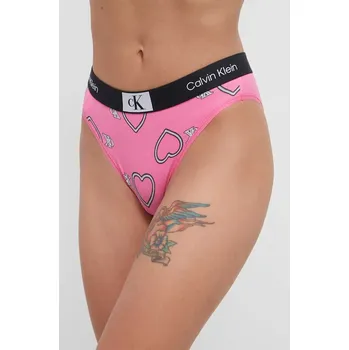 Kalhotky Dámské kalhotky 000QF7480E KCC růžové se srdíčky - Calvin Klein Velikost: S