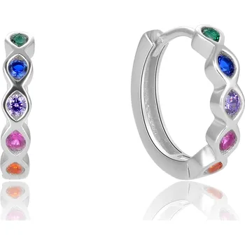 Náušnice AGATO Nadčasové kruhové náušnice s barevnými zirkony AGUC2696