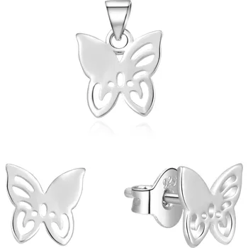 Náušnice AGATO Něžná stříbrná souprava šperků motýlci AGSET224L