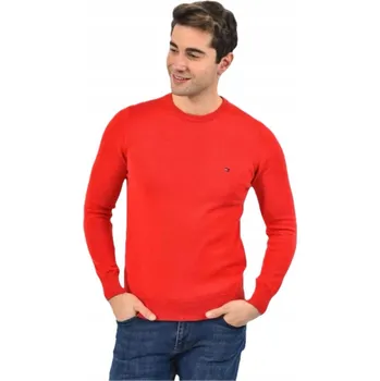 Podprsenka Tommy Hilfiger svetr červený C-neck kulatý, klasický, velikost XL