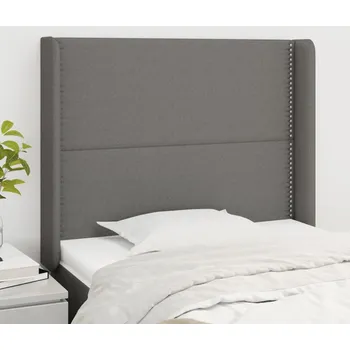 Čelo postele typu ušák tmavě šedé 103x16x118/128 cm textil IM_3119431