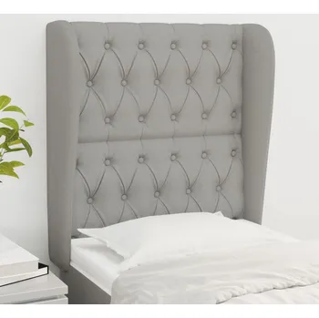 Čelo postele typu ušák světle šedé 83 x 23 x 118/128 cm textil IM_3118266