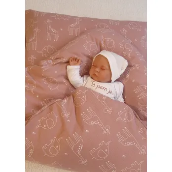 Zavinovačka Pro útulný domov Péřová zavinovačka mušelínová Fauna starorůžová Sada 4v1 TYP zavinovačky: KLASIK, ROZMĚR zavinovačky a polštářku: 80 x 80 cm + 40 x 60 cm