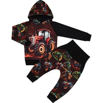 Tepláková souprava - Traktor červený (kapuca) Velikost: 134