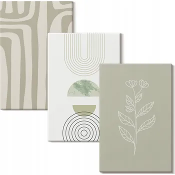Obraz Vícedílná Sada Obrazů do Galerie Geometrické a Rostlinné Vzory 3x 40x60 cm
