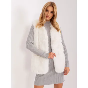 Dámská vesta Ecru dámská kožešinová vesta AT-