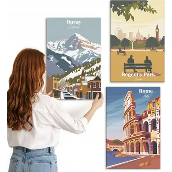 Obraz Vícedílný Obraz Na Plátně Set Hory Ouray Londýn Koloseum 3x 40x60 cm