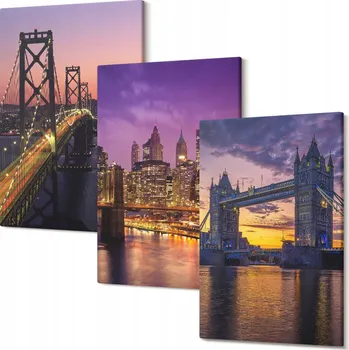 Obraz Obrazy na plátně Triptych do obývacího pokoje Mosty slunce městské výhledy 30x20 cm