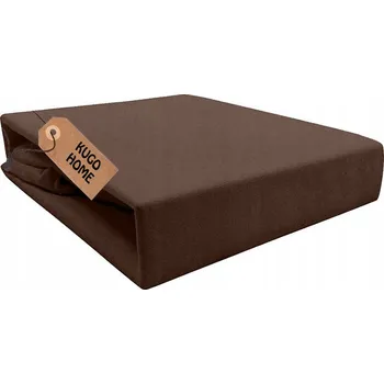 Prostěradlo PROSTĚRADLO JERSEY S GUMOU 140x200 cm BAVLNA HNĚDÁ BARVA KUGO HOME