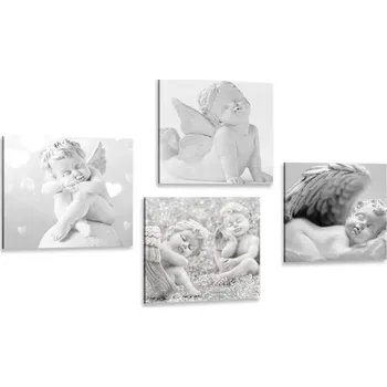 Obraz Dovido Set obrazů harmonie andělů v černobílém provedení