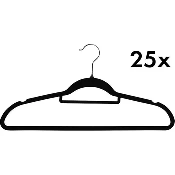 Šňůra na prádlo KESPER Šatní ramínka 25 ks, plast / velvet, černá KESPER 16645