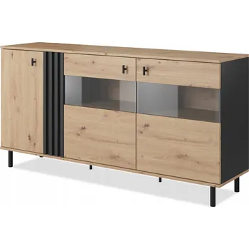 Komoda Komoda Konsimo 165,1 x 40 x 82,2 cm antracit, dub artisan matný