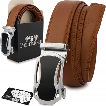 Opasek Pánský kožený Pásek ke kalhotám s elegantní automatickou přezkou, hnědý