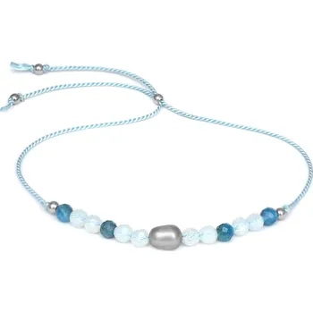 Náramek AGATO Šňůrkový náramek s apatitem, opalitem a říční perlou HE08R3S-LB 27 cm