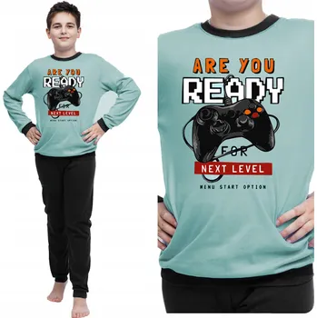 TEPLÉ DĚTSKÉ PYŽAMO PRO CHLAPCE DLOUHÝ RUKÁV A KALHOTY BAVLNĚNÉ 128