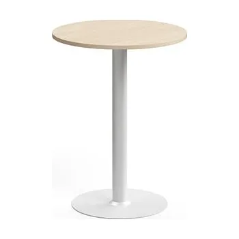 Jídelní stůl Barový stůl ALVA, Ø700x900 mm, vysokotlaký laminát, bílá/bříza