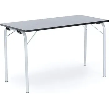 Jídelní stůl Skládací stůl NICKE, 1200x500x720 mm, stříbrný rám, tmavě šedé linoleum