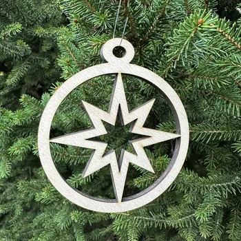 Vánoční dekorace Koulička zdobená výřez 8 cm - 12 tvarů Barva: Přírodní, Varianta: Hvězda