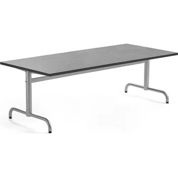 Jídelní stůl Stůl PLURAL, 1800x800x600 mm, linoleum, tmavě šedá, stříbrná