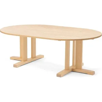 Jídelní stůl Stůl KUPOL, 1500x800x500 mm, oválný, akustické linoleum, bříza/béžová