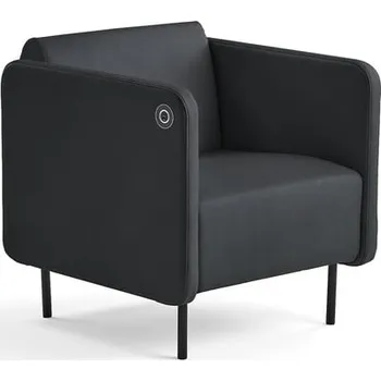 Pohovka Křeslo CLEAR s USB zásuvkou, syntetická kůže, antracitově šedá