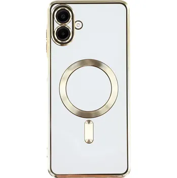 Pouzdro na mobilní telefon Clear obal s ochranou fotoaparátu a podporou MagSafe na Samsung Galaxy A07 4G - zlatý