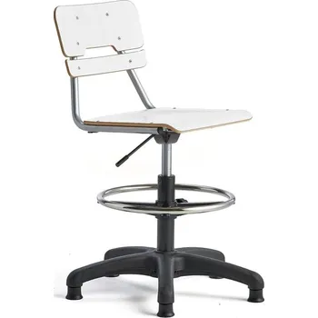 Otočná židle LEGERE, malý sedák, s kluzáky, nastavitelná výška 500-690 mm, bílá