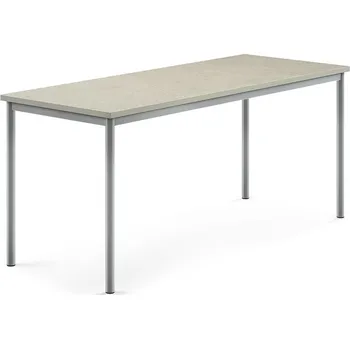 Jídelní stůl Stůl SONITUS, 1800x700x760 mm, stříbrné nohy, deska s linoleem, šedá