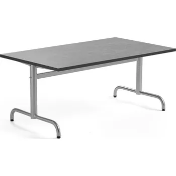 Jídelní stůl Stůl PLURAL, 1400x800x600 mm, linoleum, tmavě šedá, stříbrná