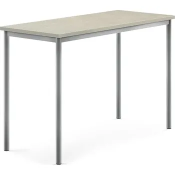 Jídelní stůl Stůl SONITUS, 1400x600x900 mm, stříbrné nohy, deska s linoleem, šedá