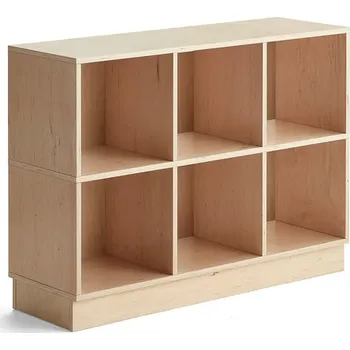 Obývací stěna Regál RICO, 865x1200x375 mm, 6 přihrádek, sokl, bříza