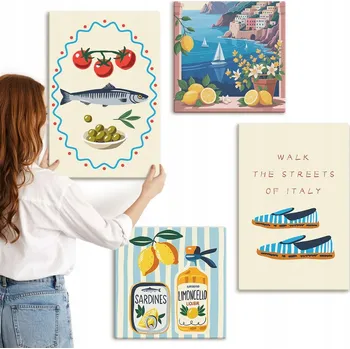 Obraz Sada obrazů do ložnice – Italské chutě, barevné obrazy, 4 kusy