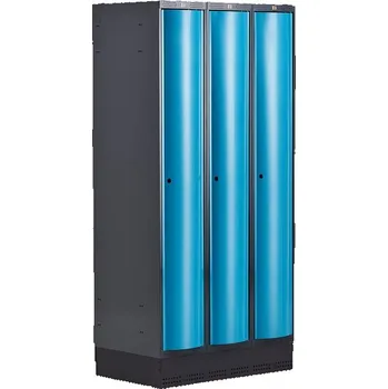 Šatní skříň Šatní skříňka CURVE, 3 sekce, 1890x900x550 mm, sokl, modré dveře