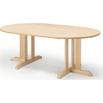 Jídelní stůl Stůl KUPOL, 1500x800x600 mm, oválný, akustické linoleum, bříza/béžová