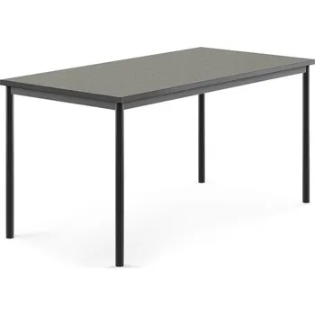 Jídelní stůl Stůl SONITUS, 1600x800x760 mm, antracitově šedé nohy, deska s linoleem, tmavě šedá