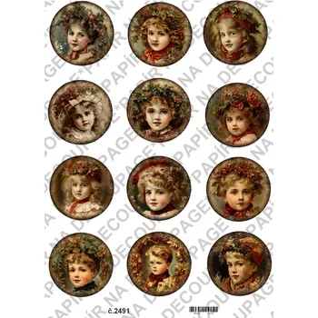 Umělecký papír Rýžový a soft papír na decoupage - Viktoríánské děti, vánoce - KB2491 Materiál: Soft, Rozměr: A4