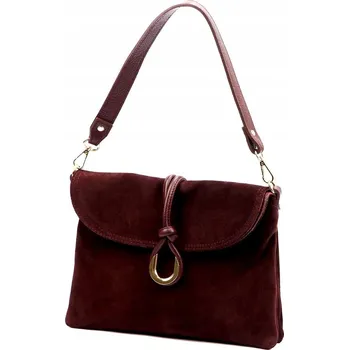 Kabelka Semišová kožená kabelka přes rameno LUKA bordo