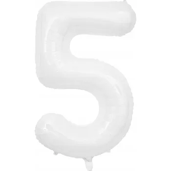 Balónek Bílý BALÓN Velká ČÍSLICE 5 BÍLÁ 100 cm k NAROZENINÁM 40 palců