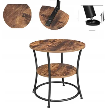 Konferenční stolek Lavice konferenční stolek kulatý dub rustikální černý