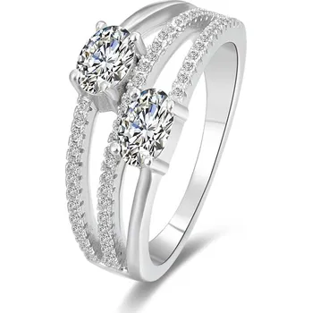 Prsten AGATO Stříbrný dvojitý prsten se zirkony AGG332 Velikost: 50 (4,14 g)