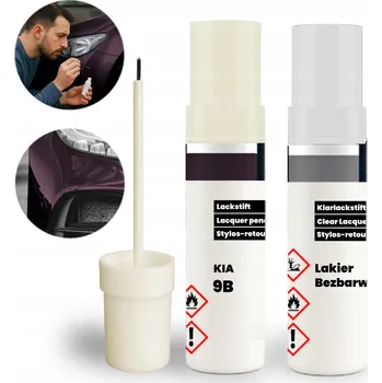 barva a nátěr na dřevo Opravná sada KIA 9B 2v1: Základní lak + Bezbarvý lak s štětečkem